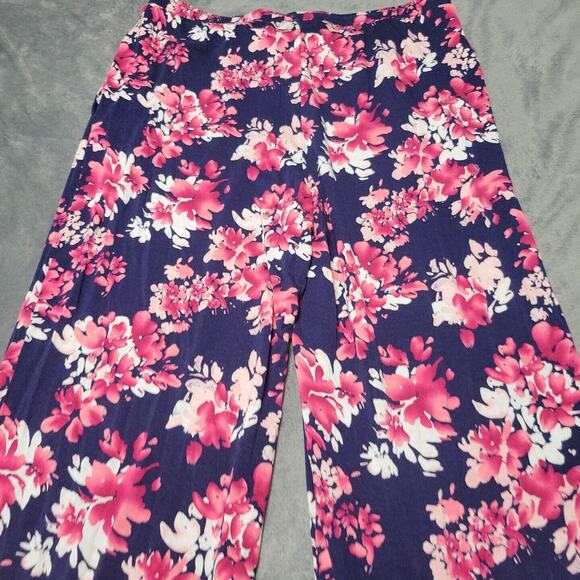 Midnight Pant Womens Medium Floral Blue Pink Straight Comfort Stretch Pull On M - Picture 3 of 12